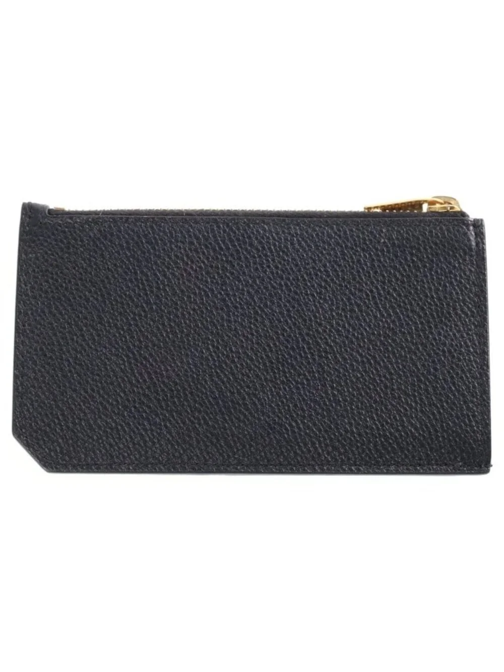 Saint Laurent Paris Embossed Leather Zip Fragment Case Black Coin Purse